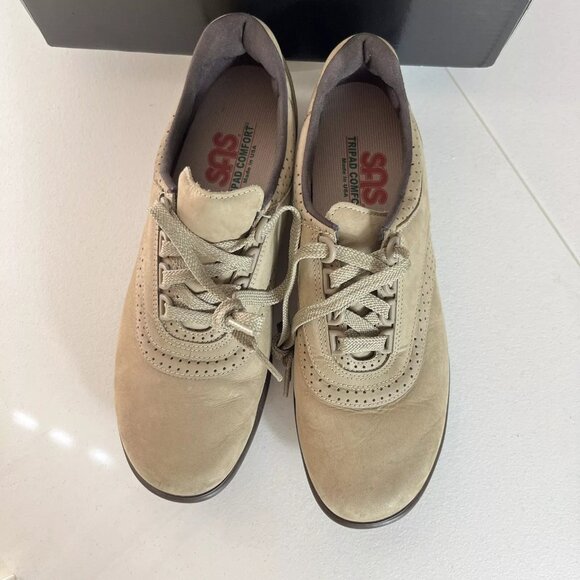 SAS Walk Easy Orthopedic Cofort Shoes Womens Size 9 N Tan Nubuck Oxford GUC - Picture 7 of 9